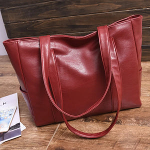 Women PU Leather Handbags Tote Bags Double Strap Shoulder Bag