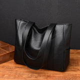 Retro PU Leather Tote Bag with Double Shoulder Strap
