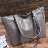 Retro PU Leather Tote Bag with Double Shoulder Strap