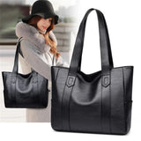 Retro PU Leather Tote Bag with Double Shoulder Strap