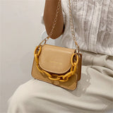 PU Leather Mini Crossbody Bag Acrylic Chain Shoulder Bag