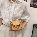 PU Leather Mini Crossbody Bag Acrylic Chain Shoulder Bag