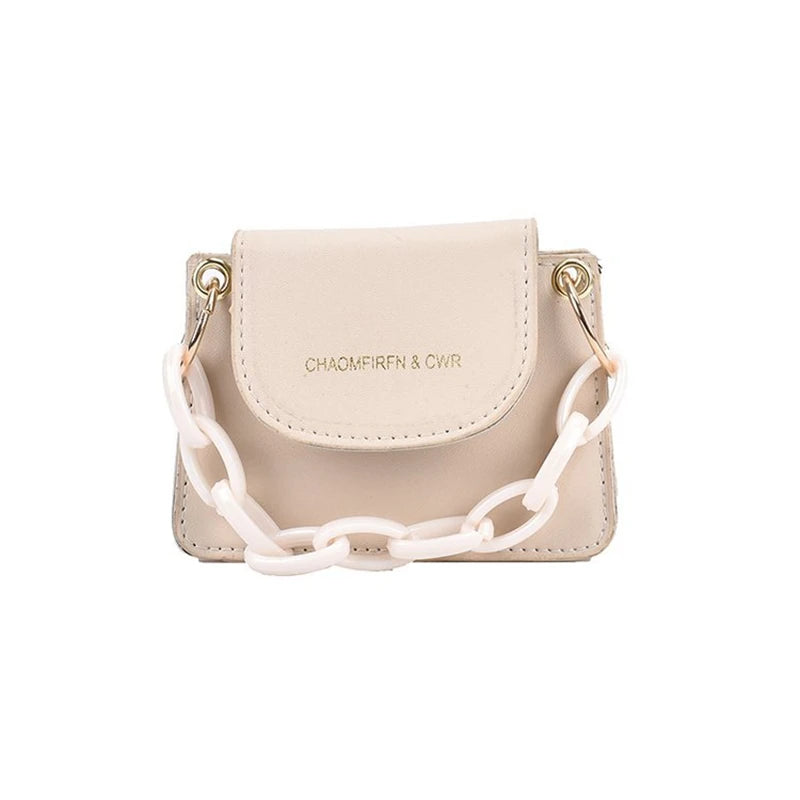 PU Leather Mini Crossbody Bag Acrylic Chain Shoulder Bag