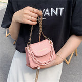 PU Leather Mini Crossbody Bag Acrylic Chain Shoulder Bag