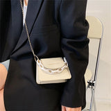 PU Leather Mini Crossbody Bag Acrylic Chain Shoulder Bag