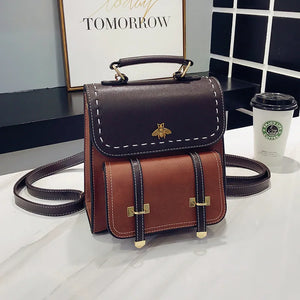 Women PU Leather Mini Backpack College Shoulder Bag Mochila Waterproof School Ba