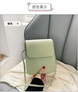 Women PU Leather Mobile Phone Bag Square Shoulder Bag Large Capacity