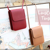 Women PU Leather Mobile Phone Bag Square Shoulder Bag Large Capacity