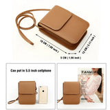 Women PU Leather Mobile Phone Bag Square Shoulder Bag Large Capacity