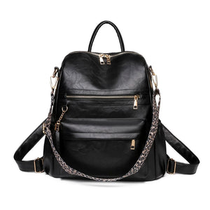 Women PU Leather School Backpack Convertible Ladies Casual Daypack Travel