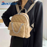 Women PU Leather Shoulder Backpack Rhombus Ladies Student Preppy School Backpack