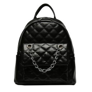 Women PU Leather Shoulder Backpack Rhombus Preppy School Travel Mochilas
