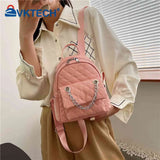 Women PU Leather Shoulder Backpack Rhombus Preppy School Travel Mochilas