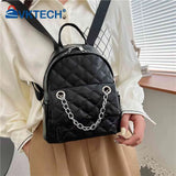 Women PU Leather Shoulder Backpack Rhombus Preppy School Travel Mochilas