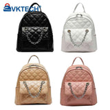 Women PU Leather Shoulder Backpack Rhombus Preppy School Travel Mochilas
