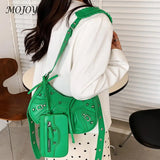 Women PU Leather Shoulder Bag Rivet Carry Bags Crossbody Bag