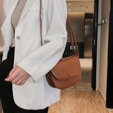 Vintage PU Leather Shoulder Bag with Hasp Flap