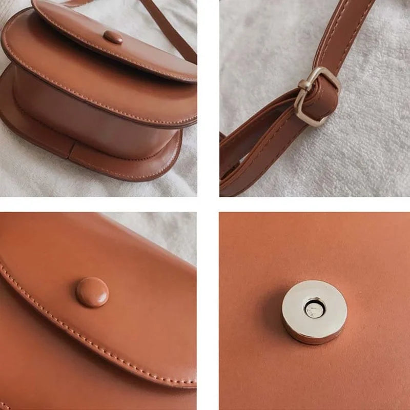Vintage PU Leather Shoulder Bag with Hasp Flap