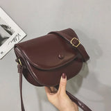 Vintage PU Leather Shoulder Bag with Hasp Flap