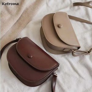 Vintage PU Leather Shoulder Bag with Hasp Flap
