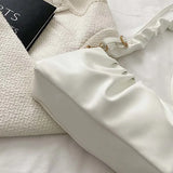 Soft Ruched PU Leather Shoulder Bag Large Capacity Zipper Cross-body