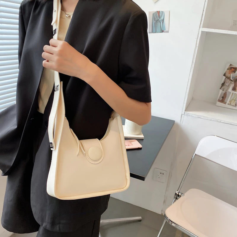 PU Leather Shoulder Bags Underarm Ladies Handbags Big Capacity Bucket Bag