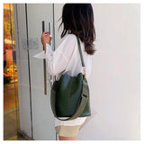 Women PU Leather Shoulder Bags Bucket Style Handbag