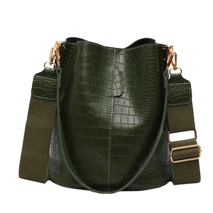 Women PU Leather Shoulder Bags Bucket Style Handbag