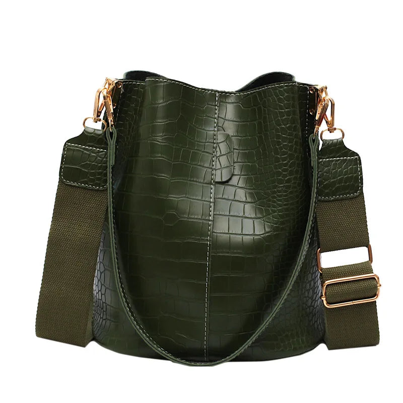 Women PU Leather Shoulder Bags Bucket Style Handbag