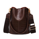 Women PU Leather Shoulder Bags Bucket Style Handbag