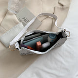 Printed PU Leather Shoulder Bag with Zipper French Style Underarm Tote