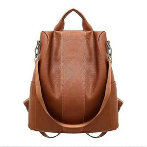 Women PU-Leather Small Travel Backpack School Girls Bags Knapsack Student Brown