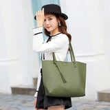 Women PU Leather Shoulder Shopping Bag Large Capacity Tote Handbags 2pcs Bags