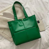 Women PU Leather Quilted Shoulder Bag Handbag Lady Lattice Tote Bags