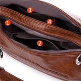 Red PU Leather Tassel Handbag Messenger Bag