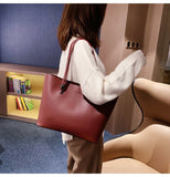 Women PU Leather Tote Bag, Large Capacity Handbag