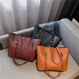Women PU Leather Tote Bag, Large Capacity Handbag