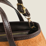 Women PU Leather Tote Bags Embossing Diamond Lattice Zipper Shoulder Bags