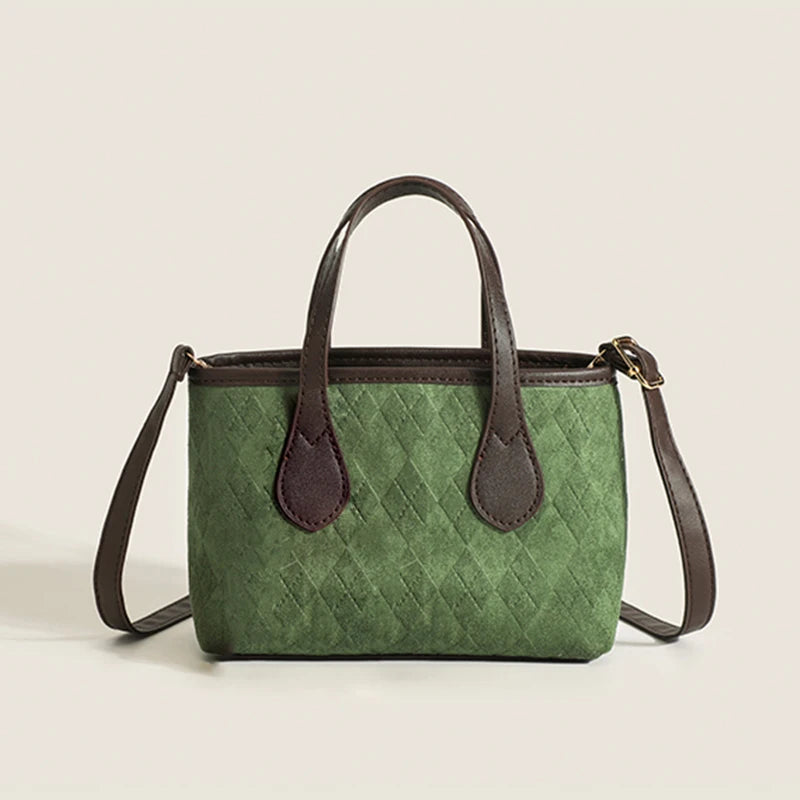 Women PU Leather Tote Bags Embossing Diamond Lattice Zipper Shoulder Bags