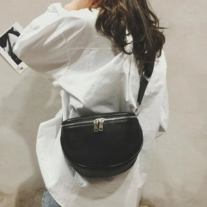 Women PU Leather Waist Bag Casual Belt Shoulder Zipper Pack