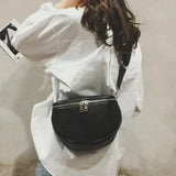 Women PU Leather Waist Bag Casual Belt Shoulder Zipper Pack