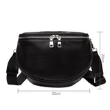 Women PU Leather Waist Bag Casual Belt Shoulder Zipper Bag