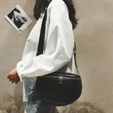 Women PU Leather Waist Bag Casual Belt Shoulder Zipper Bag