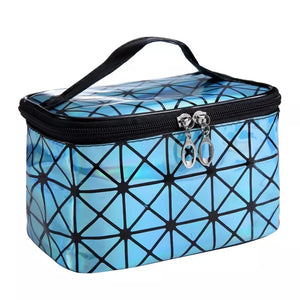 Women PU Sequin Makeup Bag Square Travel Storage Toiletries Cosmetic Tote