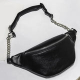 Women PU Waist Bag Chain Zipper Fanny Pack Travel Belt Purse