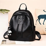Women PU Waterproof Casual Backpack Large Capacity Adjustable Shoulder Strap