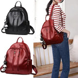 Women PU Waterproof Casual Backpack Large Capacity Adjustable Shoulder Strap