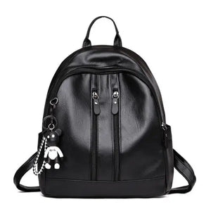 Women PU Waterproof Casual Backpack Large Capacity Adjustable Shoulder Strap