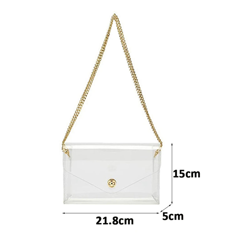 Clear PVC Clutch Chain Handbag Waterproof Crossbody Bag