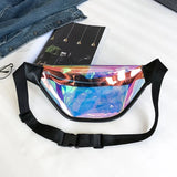 Women PVC Laser Hologram Waist Pack Fanny Pack Zipper Reflective Belt Bag